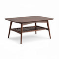 Wood coffee table with open storage shelf 120 x 60 x 45cm brown finish