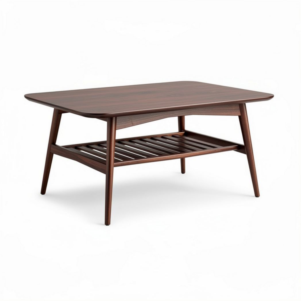 Wood coffee table with open storage shelf 120 x 60 x 45cm brown finish