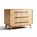 Natural wood dresser with three drawers and ribbed detail 80 x 45 x 70cm