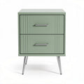 Green nightstand with two drawers and metal legs 40 x 40 x 50cm