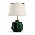 Green ceramic table lamp with fabric shade 25 x 25 x 40cm for home decor