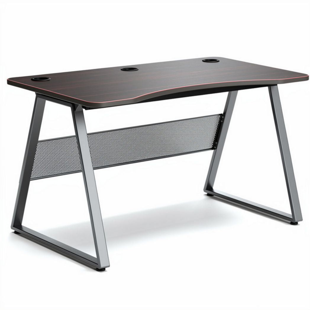 Modern sleek desk with mesh storage and wood finish 120 x 60 x 75cm