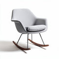Rocking chair with fabric upholstery and wooden base in gray color