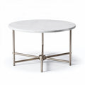 Marble top round coffee table with stainless steel legs 80 x 80 x 40cm