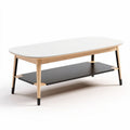 Oval coffee table with oak legs and black shelf 120 x 60 x 45cm