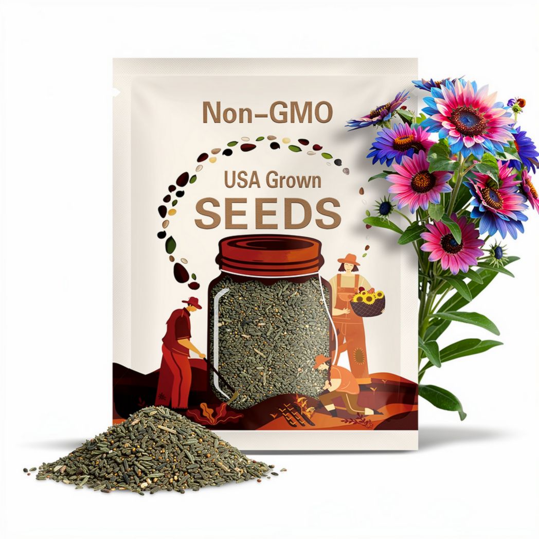 Rare Twin-Blossom Blue Over Pink Sunflower Seeds, Unique Heirloom Variety, Non-GMO