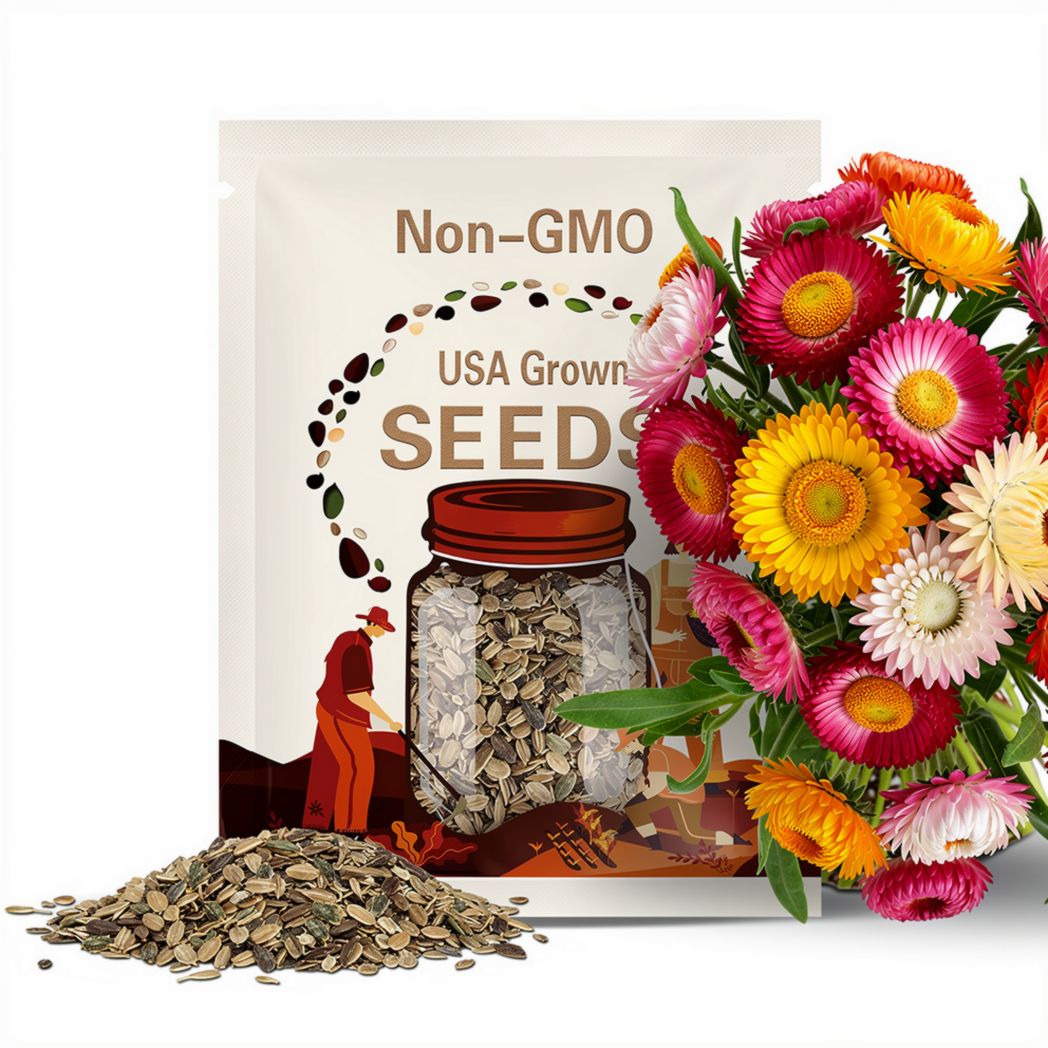 100s|Swiss Giants Mix Strawflower Seeds - Perennial -Authentic Seeds-Flowers -Organic. Non GMO-Mix Seeds for Plant-. #K008.