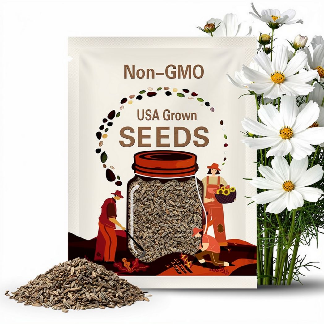 Cosmos Purity Seeds 100 Ct White Flower USA BUTTERFLIES