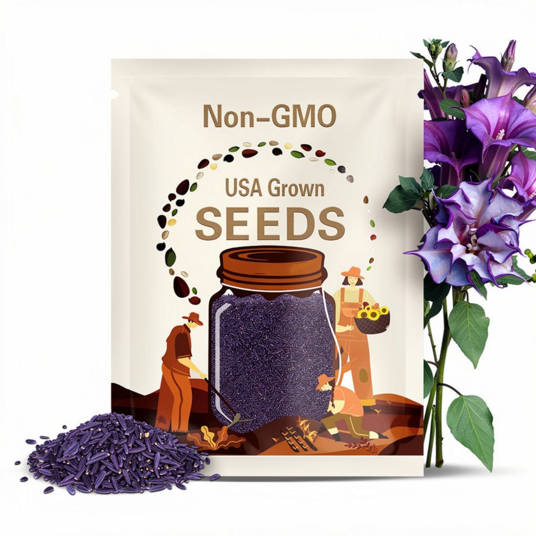 Purple Trumpet Seeds - Showy Double Blooms, Fragrant Flowers, Fast Growing, Attracts Pollinators, Ornamental  - Plant in Spring